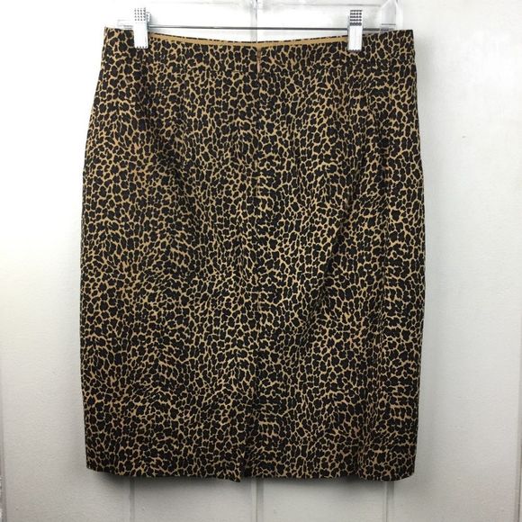 J. Crew Leopard Beige Pencil Skirt, Lined, Career Piece, Size 4 - Picture 8 of 12